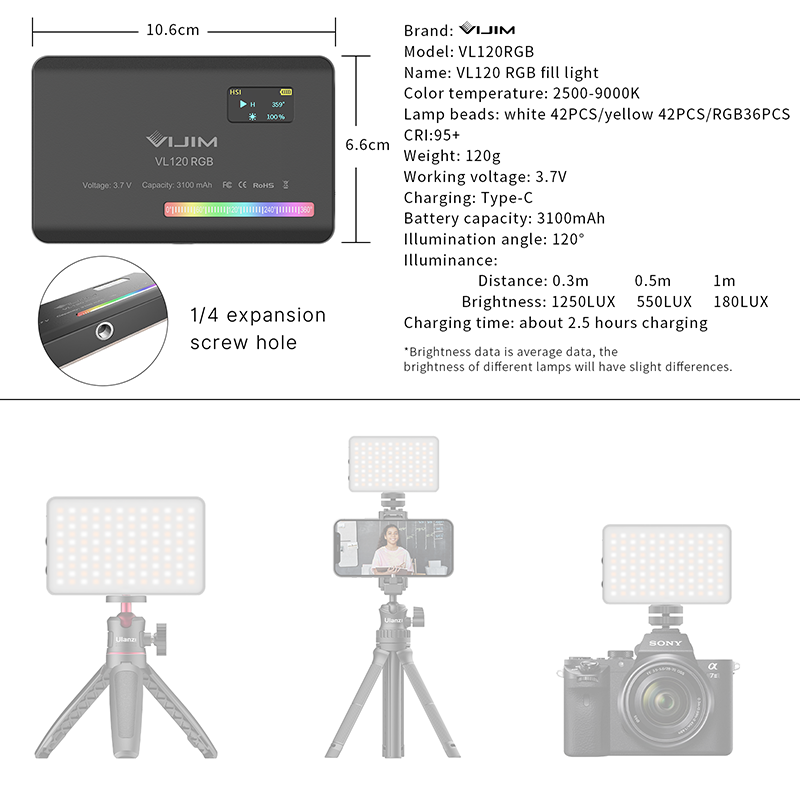 Ulanzi VL120 RGB cámara de víd - Photography Lighting Rgb reseña y precio